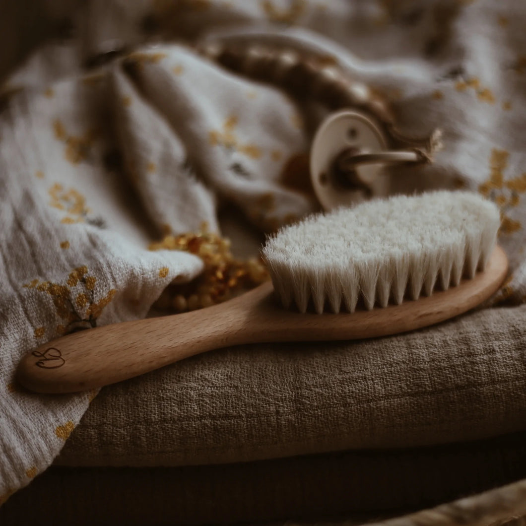 Baby Hair Brush & Cotton Bag