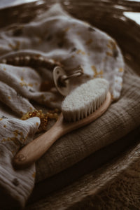 Baby Hair Brush & Cotton Bag